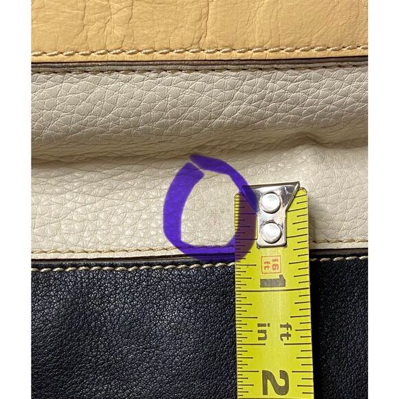 Liz Claiborne Large Shoulder Bag Black Beige Checks Tan - Leather Cotton READ - Picture 11 of 15